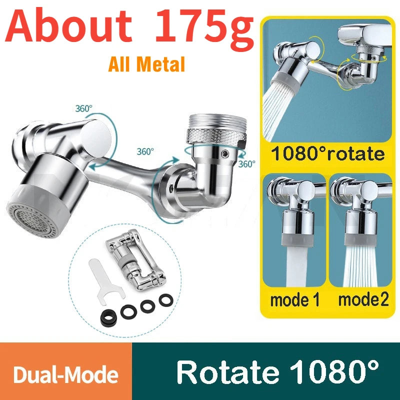 Metal 1080° Universal Rotation Faucet Sprayer Head 22/24Mm Adaptor Washbasin Faucet Extender Aerator Bubbler Nozzle Kitchen Tap